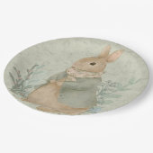  vintage cute bunny with flowers Paper Plate Pappteller (Schrägansicht)