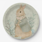  vintage cute bunny with flowers Paper Plate Pappteller (Vorderseite)