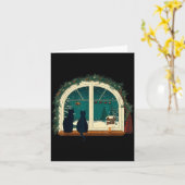 Vintage Cute Cat Christmas Costume Retro Cat Karte (Gelbe Blume)