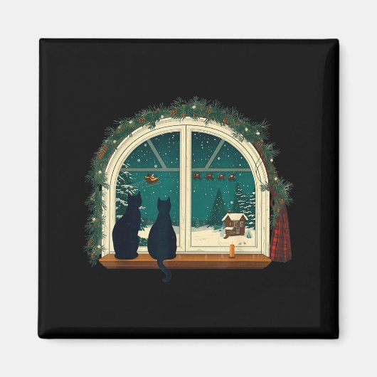 Vintage Cute Cat Christmas Costume Retro Cat Magnet (Vorne)