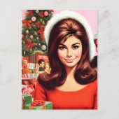 Vintage Cute Christmas Pin-up Postkarte (Vorderseite)