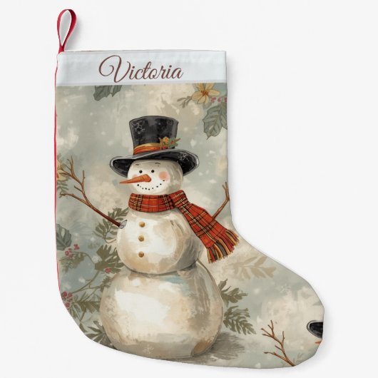 Vintage Cute Christmas Snowman Kleiner Weihnachtsstrumpf (Vorderseite)