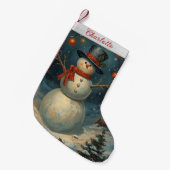 Vintage Cute Christmas Snowman Kleiner Weihnachtsstrumpf (Vorderansicht (hängend))