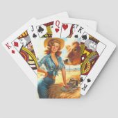 Vintage Cute Cowgirl Pin-up Spielkarten (Rückseite)