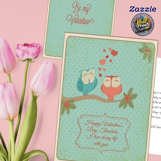 Vintage Cute Owl Funny Husband Valentine's Day Karte