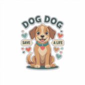 Vintage Cute Rescue Dog Save A Life Cartoon Puppy  Aufkleber (Vorderseite)