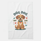 Vintage Cute Rescue Dog Save A Life Cartoon Puppy  Geschirrtuch (Vertikal)
