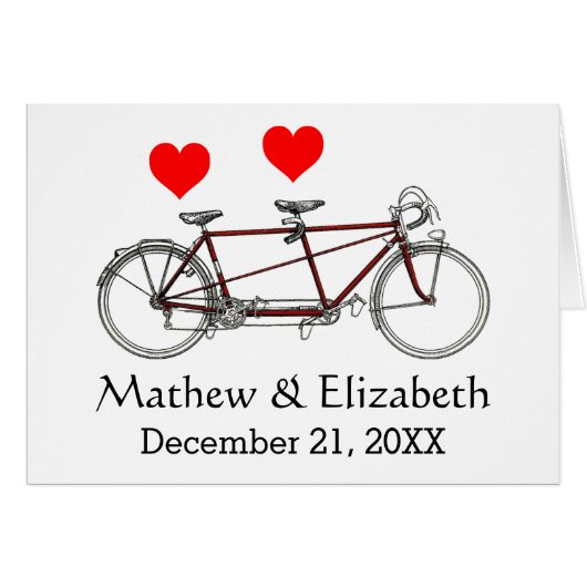 Vintage Cute Tandem Bicycle Custom Wedding (Vorderseite (Horizontal))