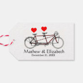 Vintage Cute Tandem Bicycle Custom Wedding Geschenkanhänger (Rückseite Horizontal)