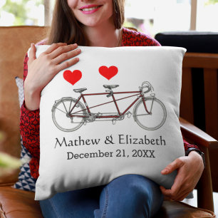 Vintage Cute Tandem Bicycle Custom Wedding Kissen