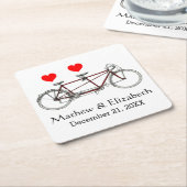 Vintage Cute Tandem Bicycle Custom Wedding Rechteckiger Pappuntersetzer (angewinkelt)