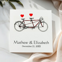Vintage Cute Tandem Bicycle Custom Wedding Serviette