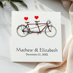 Vintage Cute Tandem Bicycle Custom Wedding Serviette