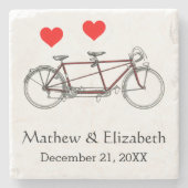 Vintage Cute Tandem Bicycle Custom Wedding Steinuntersetzer (Vorderseite)
