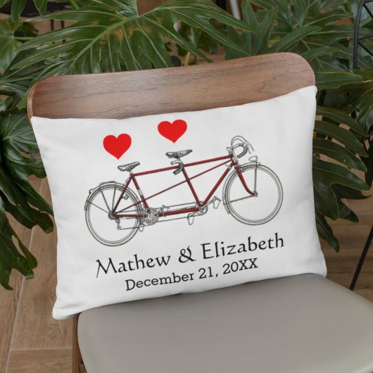 Vintage Cute Tandem Bicycle Custom Wedding Zierkissen