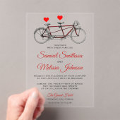 Vintage Cute Tandem Bicycle Wedding Acryleinladungen (Insitu (Handheld))