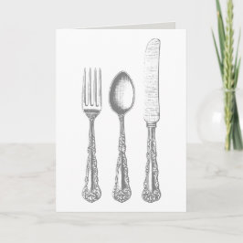 Vintage Cutlery Fork, Knife, Spoon Greeting Karte