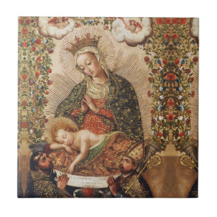 Vintage Cuzco-Schule Madonna mit dem Jesuskind Fliese