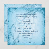 Vintage cyan blue Scrollblatteinladung Einladung (Vorne/Hinten)