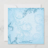 Vintage cyan blue Scrollblatteinladung Einladung (Rückseite)