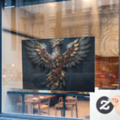 Vintage Cyber-Phoenix:Aged Gold & Neon Mythic Bird Fensteraufkleber (Café-Fenster)