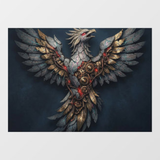 Vintage Cyber-Phoenix: Gealtertes Gold & Neon-Myth Fensteraufkleber