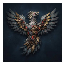 Vintage Cyber-Phoenix: Gealtertes Gold & Neon-Myth