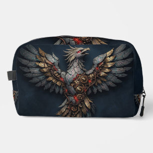 Vintage Cyber-Phoenix: Gealtertes Gold & Neon-Myth Waschbeutel
