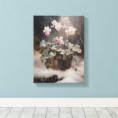 Vintage Cyclamen Gestricke Leinwand Kunst, Dichtun (Insitu (Holzboden))