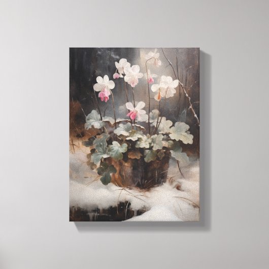 Vintage Cyclamen Gestricke Leinwand Kunst, Dichtun (Vorderseite)