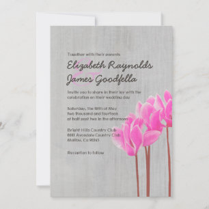 Vintage Cyclamen-Hochzeitsempfehlung Einladung