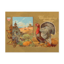 Vintage-D Thanksgiving Truthahn Postkarte
