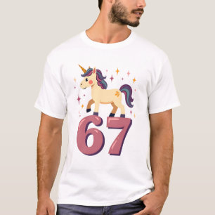 Vintage Dabbing Einhorn 67 Regenbogen Geburtstagsv T-Shirt