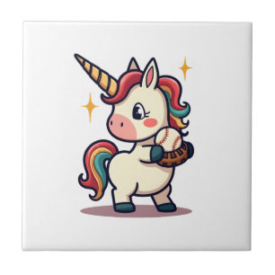 Vintage Dabbing Einhorn Baseball Cartoon Vektor De Fliese