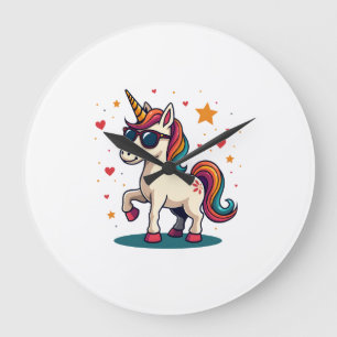 Vintage Dabbing Einhorn Regenbogen Sonnenbrille Re Große Wanduhr