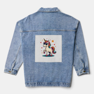 Vintage Dabbing Einhorn Regenbogen Sonnenbrille Re Jeansjacke