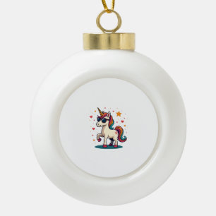 Vintage Dabbing Einhorn Regenbogen Sonnenbrille Re Keramik Kugel-Ornament