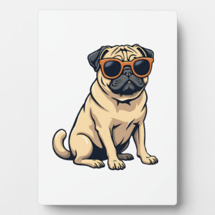 Vintage Dabbing Mops mit Sonnenbrille Lustiger Hun Fotoplatte