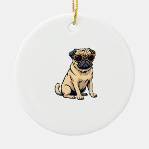 Vintage Dabbing Mops mit Sonnenbrille Lustiger Hun Keramik Ornament