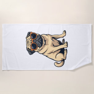 Vintage Dabbing Mops mit Sonnenbrille Lustiger Hun Strandtuch