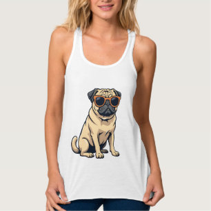 Vintage Dabbing Mops mit Sonnenbrille Lustiger Hun Tank Top