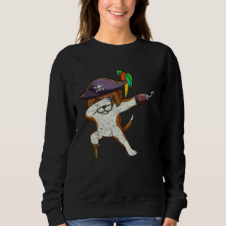 Vintage Dabbing Piratenhund Mit Papagei Lustiges H Sweatshirt