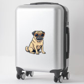 Vintage Dabbing Pug with Sunglasses Funny Dog Vect Aufkleber (Koffer)