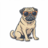 Vintage Dabbing Pug with Sunglasses Funny Dog Vect Aufkleber (Vorderseite)