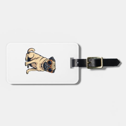 Vintage Dabbing Pug with Sunglasses Funny Dog Vect Gepäckanhänger (Vorderseite horizontal)
