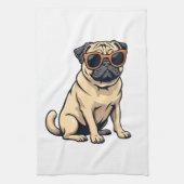 Vintage Dabbing Pug with Sunglasses Funny Dog Vect Geschirrtuch (Vertikal)
