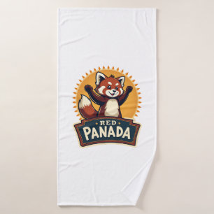 Vintage Dabbing Roter Panda Retro Tier Grafik 2 Badehandtuch