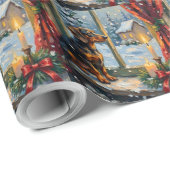 Vintage Dachshund by Cozy Christmas Window Geschenkpapier (Rolleneckpunkt)