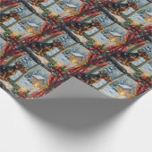 Vintage Dachshund by Cozy Christmas Window Geschenkpapier (Ecke)