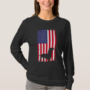 Vintage-Dachshund-Hund Amerikanische Flagge Patrio T-Shirt